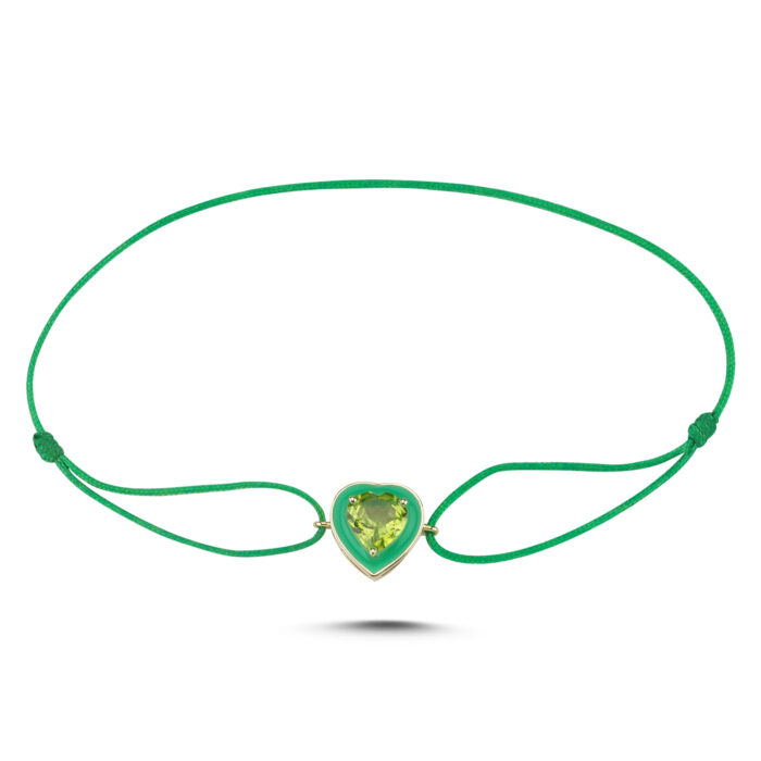 Peridot Taşlı Mineli Kalp Bileklik